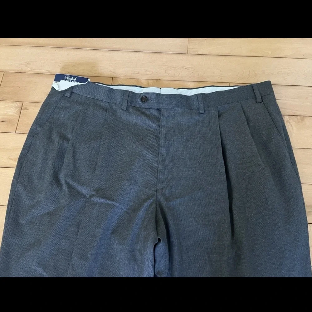 Ralph Ralph Lauren 42x30 Men’s Gray Dress Pants Pleated With Cuff NEW With Tags